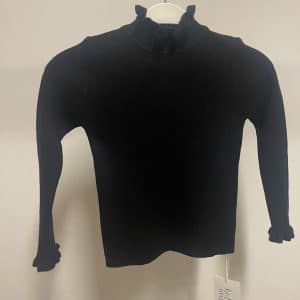 Pull fin col roulé noir  motif cœur Du 3/4 ans au 7/8 ans