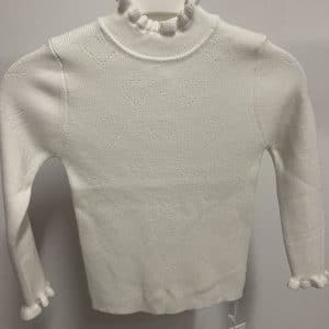 Pull fin col roulé blanc motif cœur Du 3/4 ans au 7/8 ans