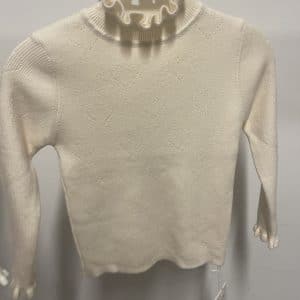 Pull fin col roulé crème motif cœur Du 3/4 ans au 7/8 ans