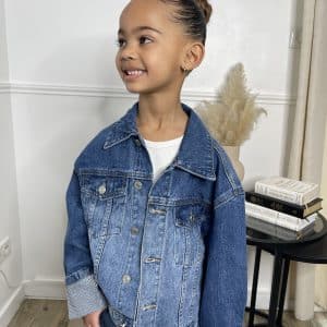 Veste en jeans Oversize à revers strass