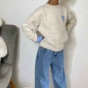 Pull Coeur beige