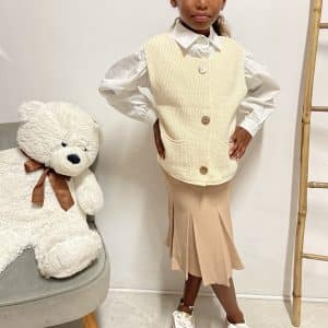 Jupe mi_longue Beige