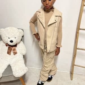 Perfecto beige sans manche