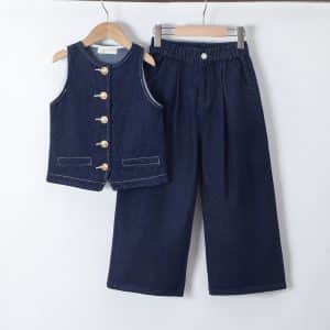 Ensemble sans manche en jean
