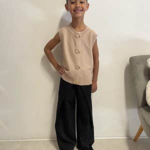 Gilet maille bouton fantaisie