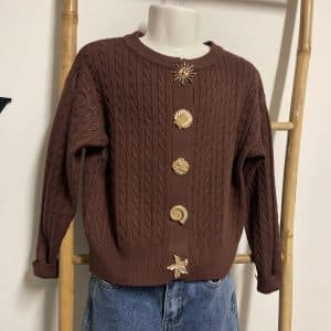 E-Gilet torsadé marron