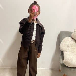 A-Gilet/veste  chocolat Janah (6 au 14 ans )