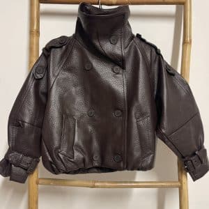 A-Blouson  chocolat  noir (6 au 14 ans )